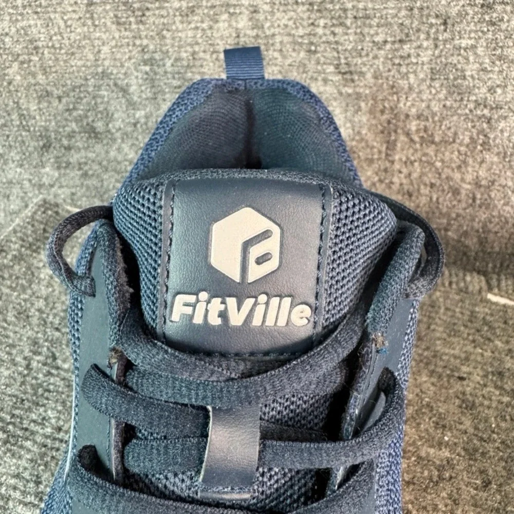 FitVille Rebound Core Navy Blue Grey Mesh Athletic Running Shoes Mens 10EW
